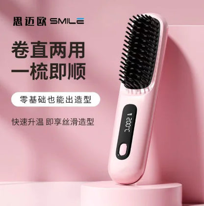 USB Charging Ceramic Heated Hair Straightening Comb