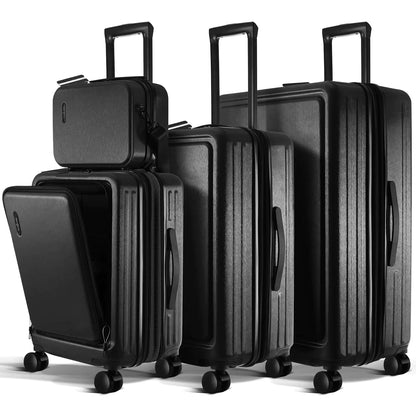 TRAVELARIM Hard Shell Luggage Sets with Spinner Wheels 4 Piece Expandable Large Suitcases with TSA Lock Travel Large Suitcase Set Black Luggage Set