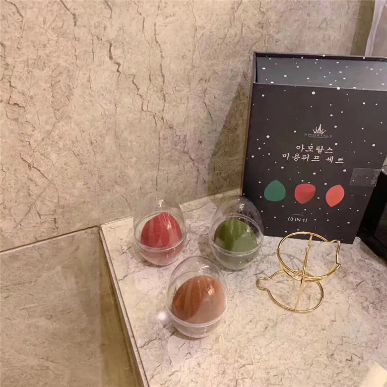 Korean Beauty Makeup Sponge Set - Dry & Wet Use (3 Pack)
