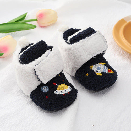 Baby Cartoon Embroidery Graphic Fleece Thickened Shoes