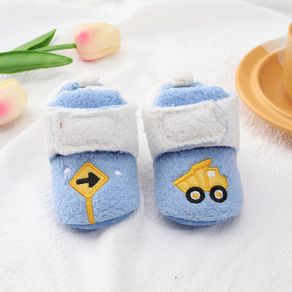 Baby Cartoon Embroidery Graphic Fleece Thickened Shoes